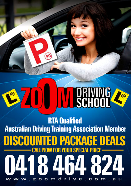 Zoom driving school special packages for cheap driving lessons in Penrith, Glenmore park, Windsor NSW, Richmond NSW, Springwood 